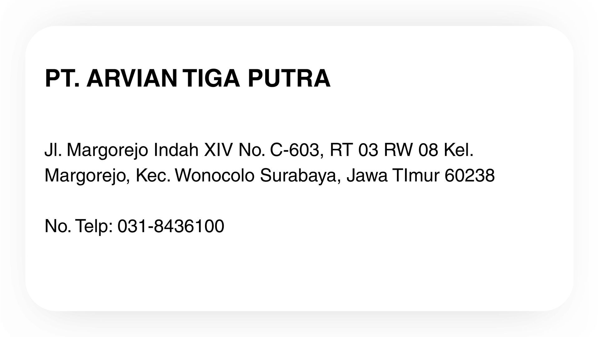 PT. ARVIAN TIGA PUTRA